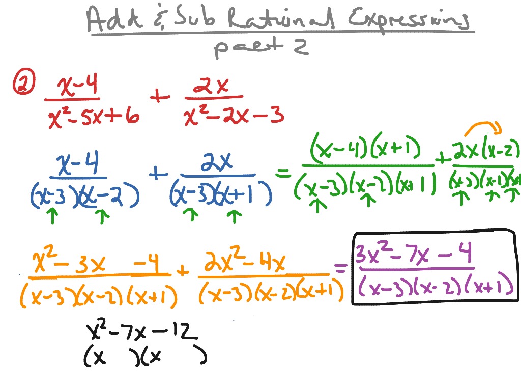 Add & Subtract Rational Expressions Part 2 