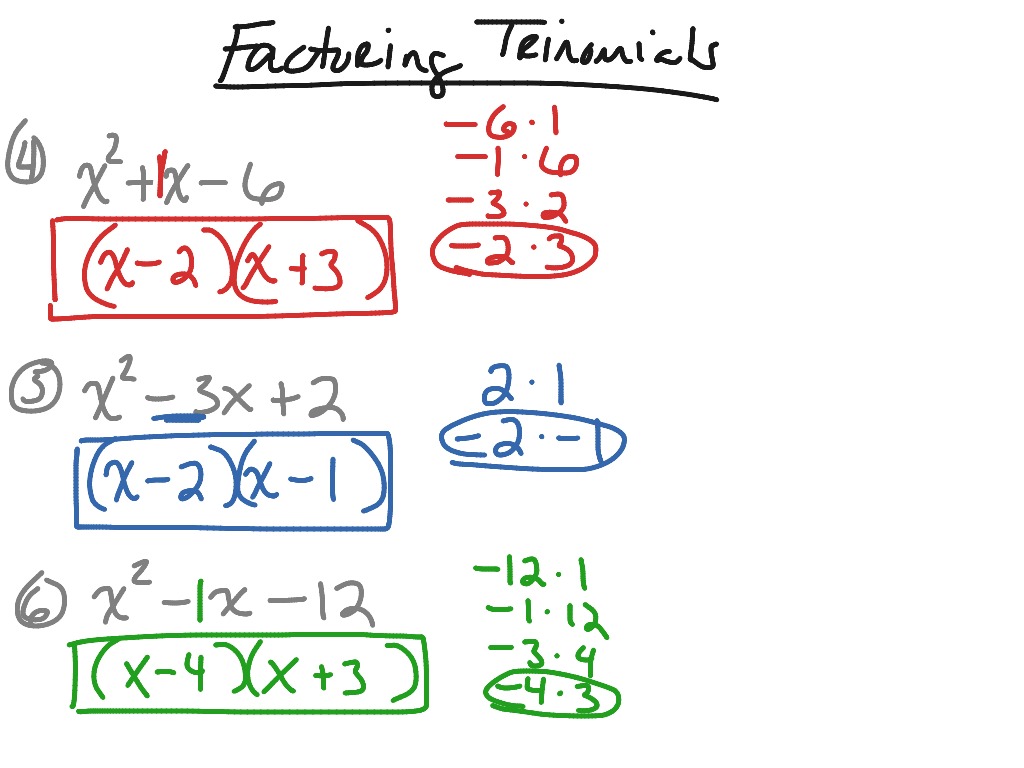 Factoring Trinomials with leading coefficient of 1 | Math, Algebra