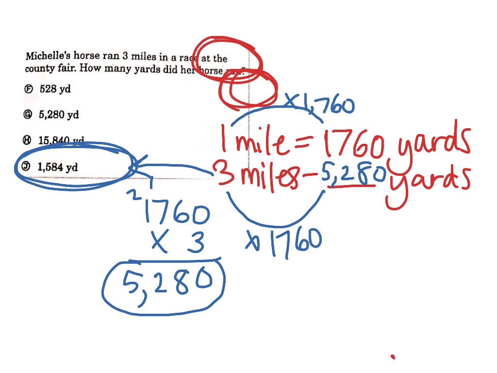 Converting miles to yards (review question 3) Math, Elementary Math