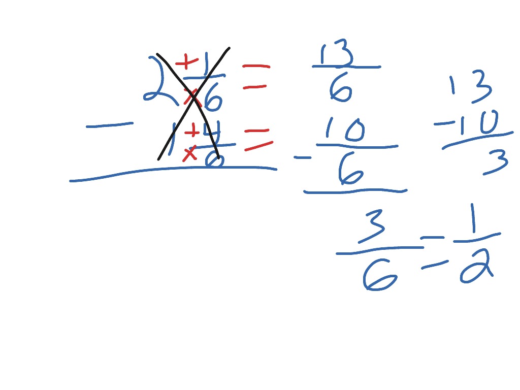 Subtracting mix numbers with simplifying | Math | ShowMe