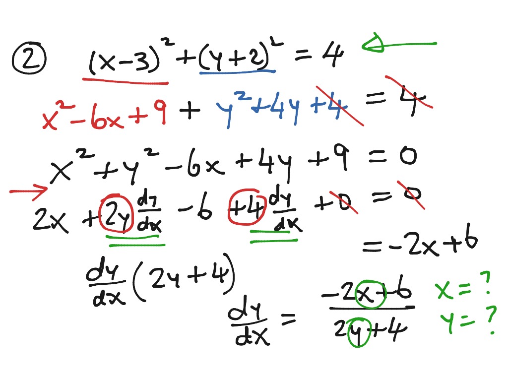 Implicit dy/dx | Math, Calculus, Derivatives and Differentiation | ShowMe