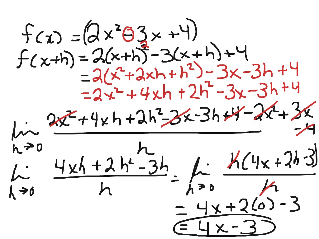 Derivative Of 2x 2 3x 4 Math Calculus Showme