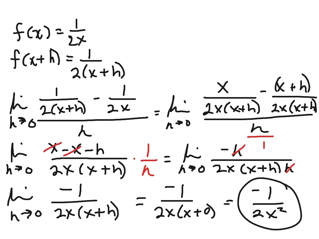 Derivative fraction using limit process | Math, Calculus | ShowMe