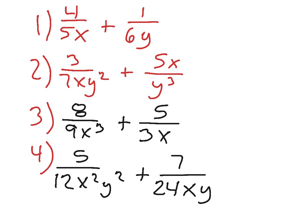 Adding Algebraic Fractions With Unlike Denominators | Showme