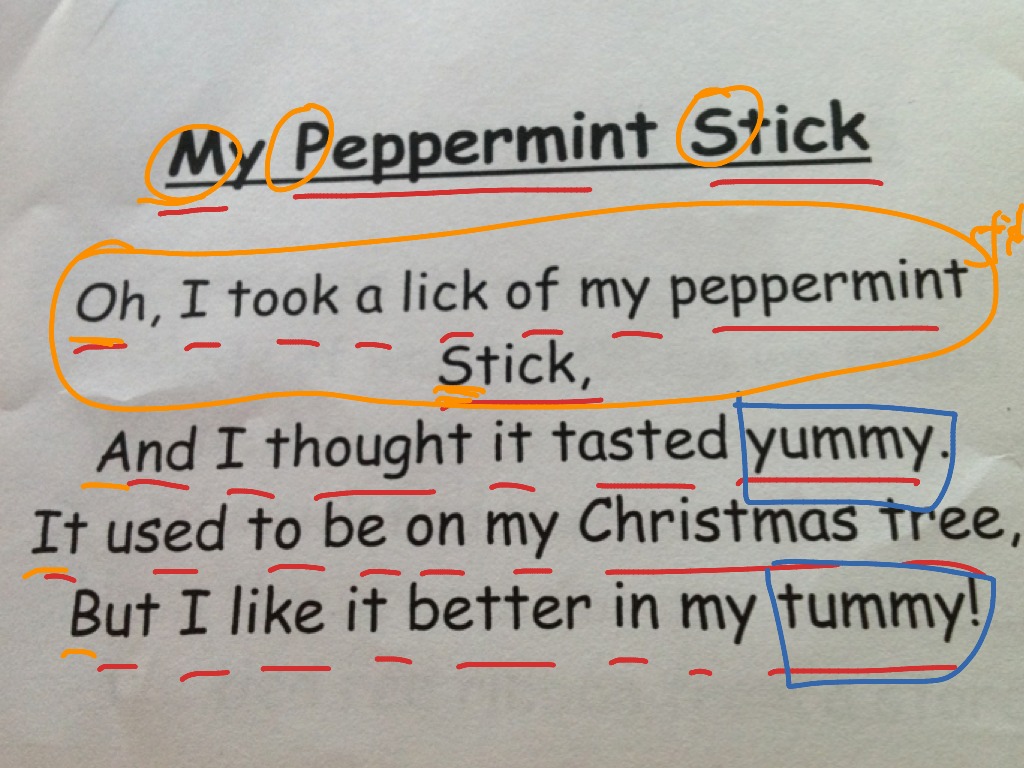 Peppermint stick poem | english | ShowMe