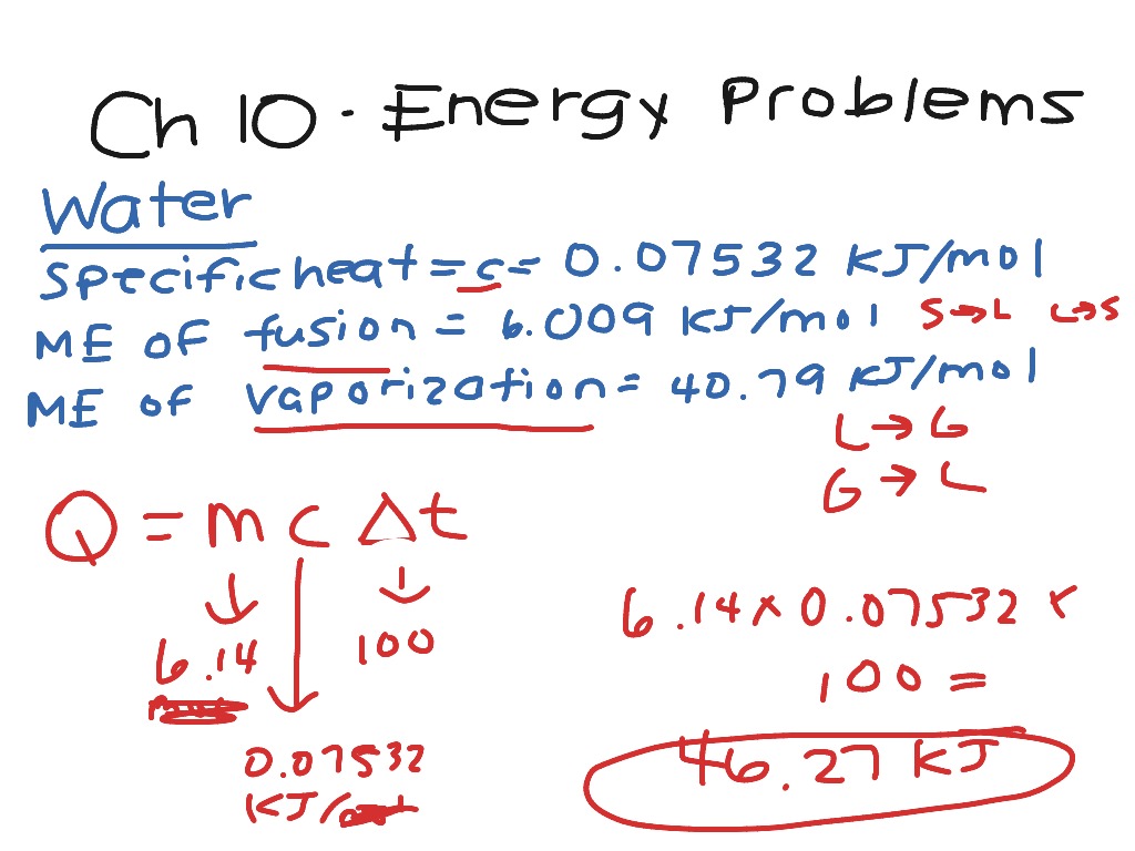 Chapter 10: Energy Problems (ME fusion/ vaporization) and Q=mc delta t