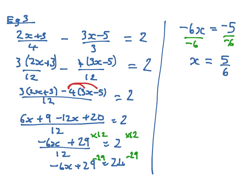 how to solve variable equations with fractions