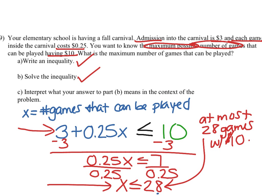 Topic - inequality word problems  ShowMe Online Learning Regarding Inequality Word Problems Worksheet