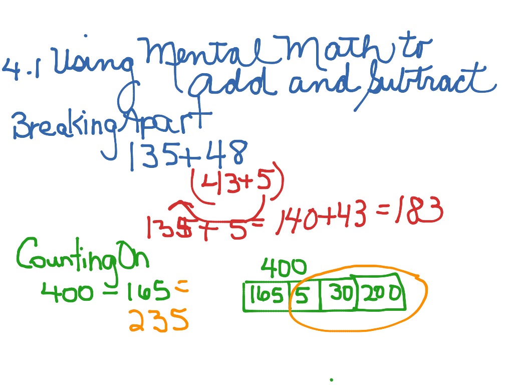 4-1 Using Mental Math to Add and Subtract | Math, Elementary Math, math