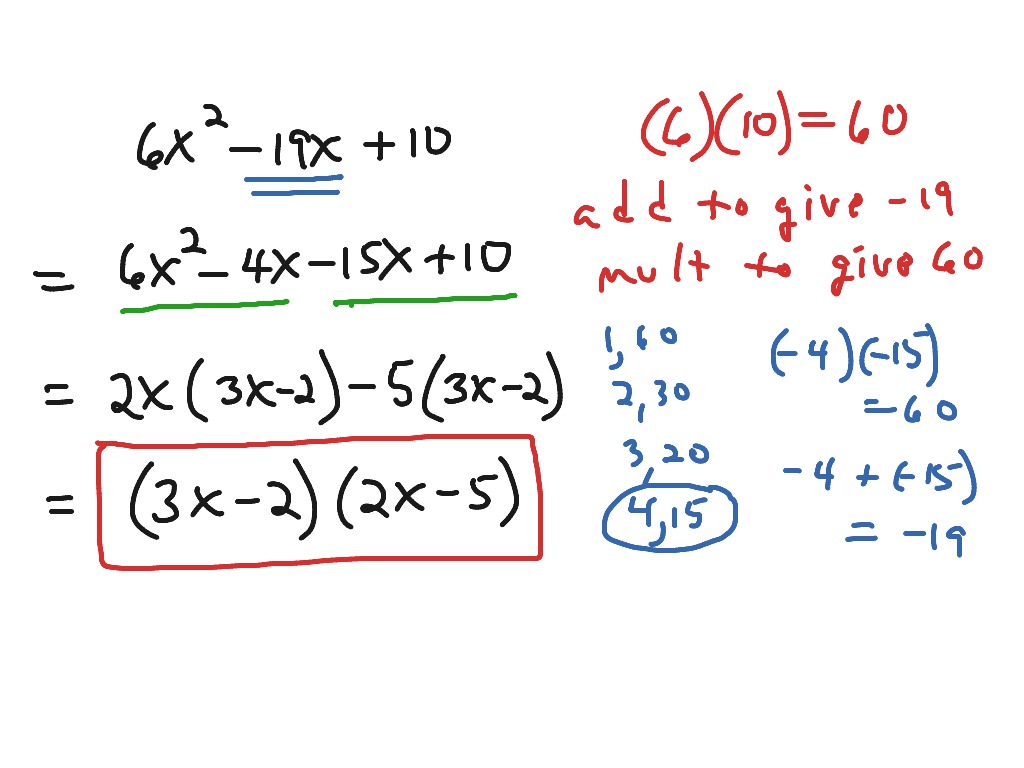 Factoring Trinomials using grouping | Math, Algebra | ShowMe