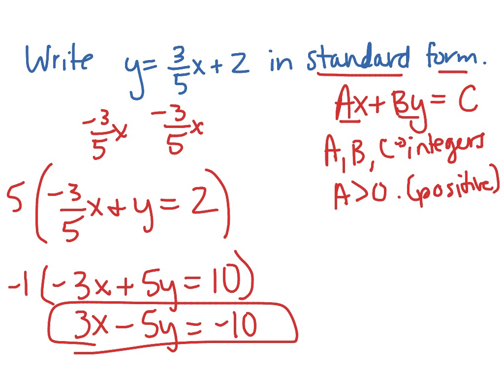 Writing an equation in standard form | Math | ShowMe