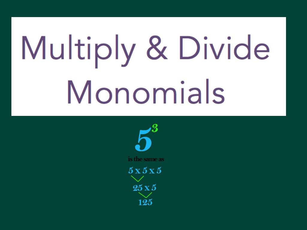 Multiply Divide Monomials Math Middle School Math 8th Grade Math 