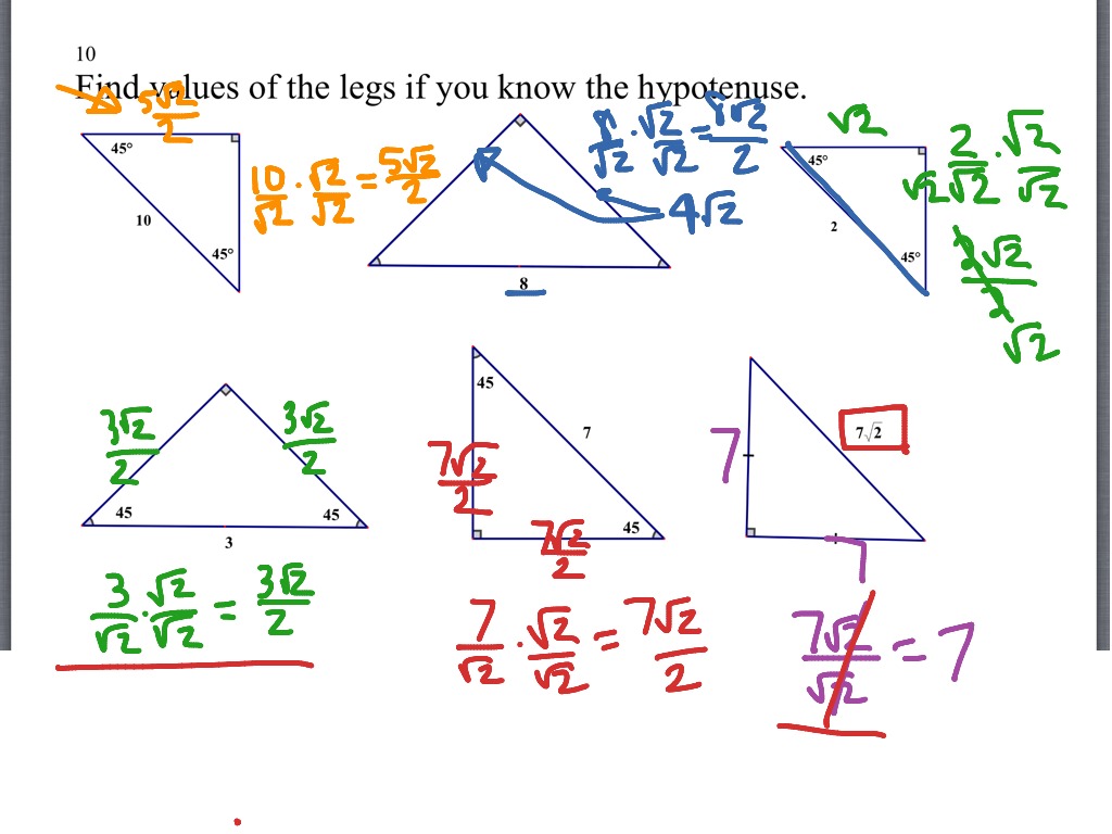 223-23 videoA  Math, geometry, Special Right Triangles  ShowMe Regarding Special Right Triangles Worksheet
