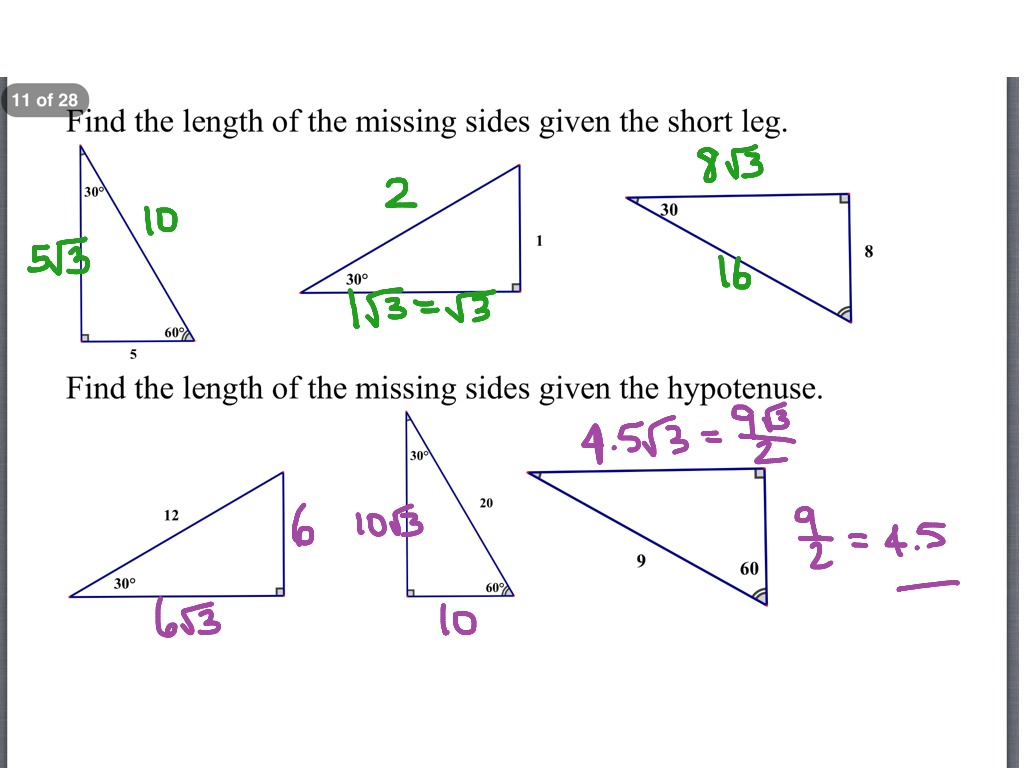 Topic - Special Right Triangles  ShowMe Online Learning For Special Right Triangles Practice Worksheet
