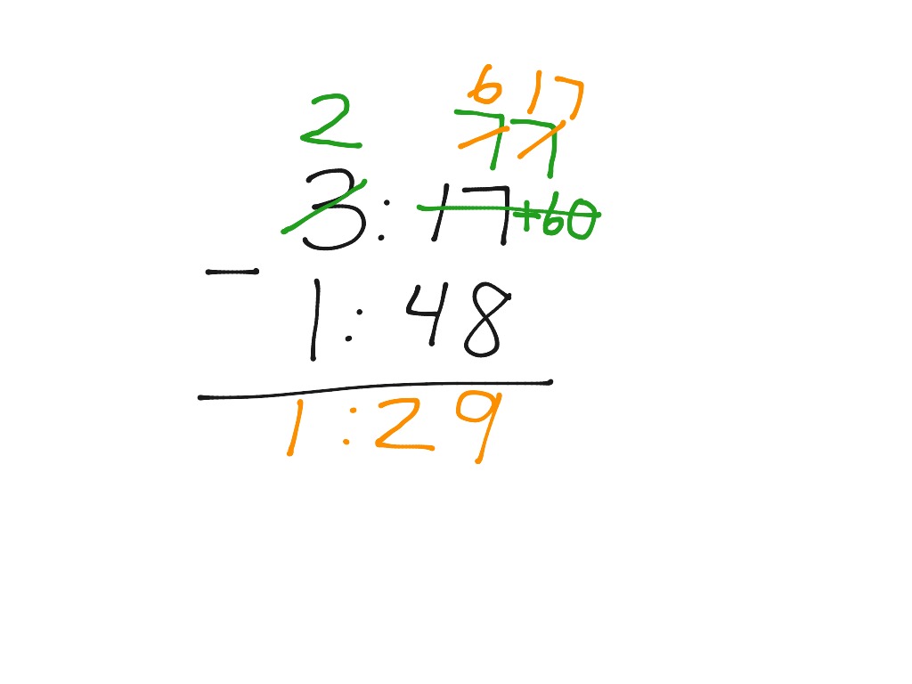 Add and subtract time math showme