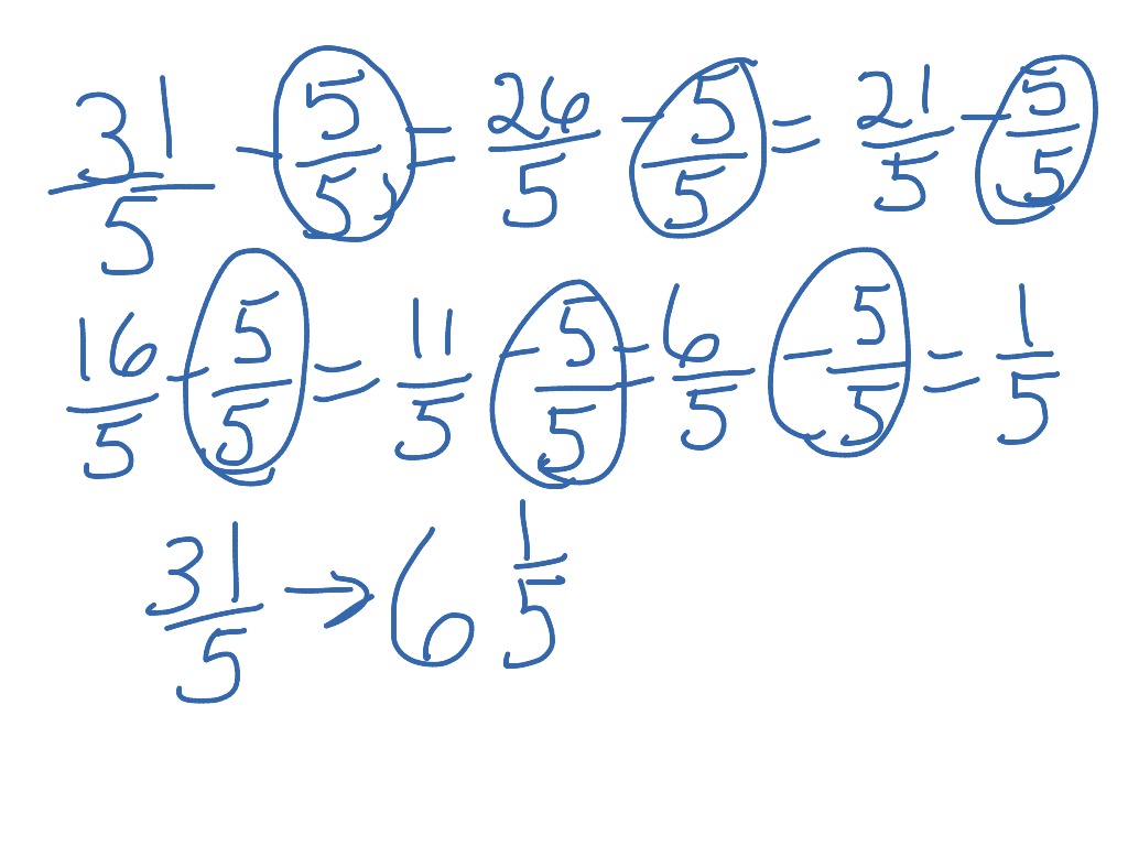changing-improper-fraction-to-mixed-number-with-repeated-subtraction-math-elementary-math