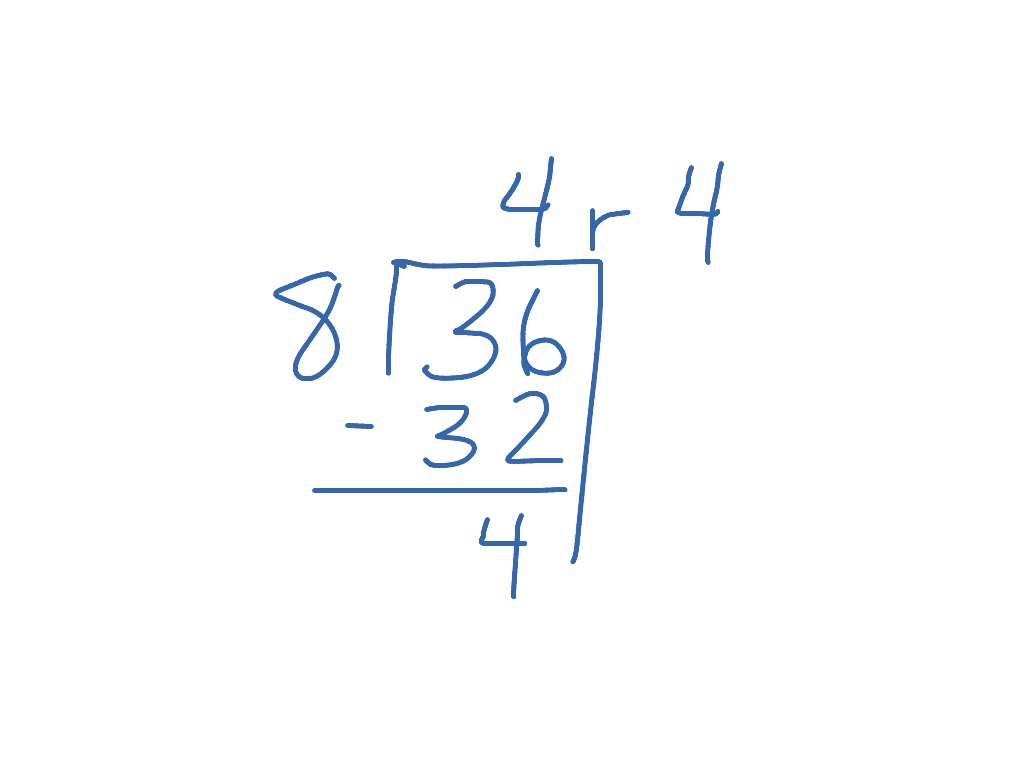 36 divided by 8 | Math | ShowMe
