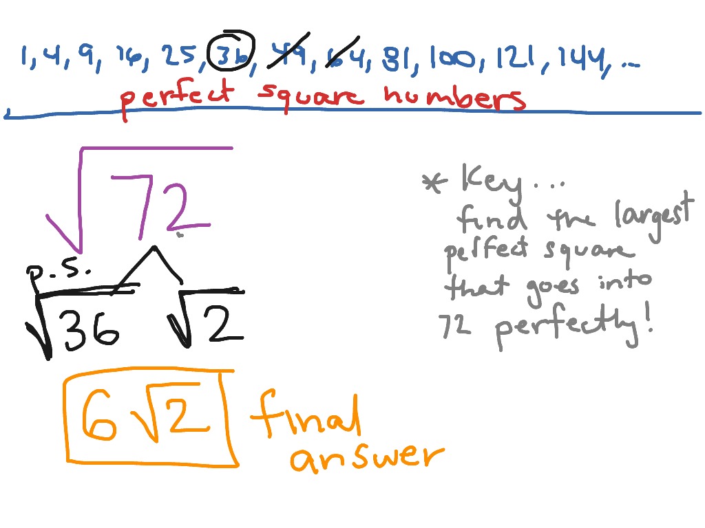 Simplifying Square Root Of 72 Math ShowMe