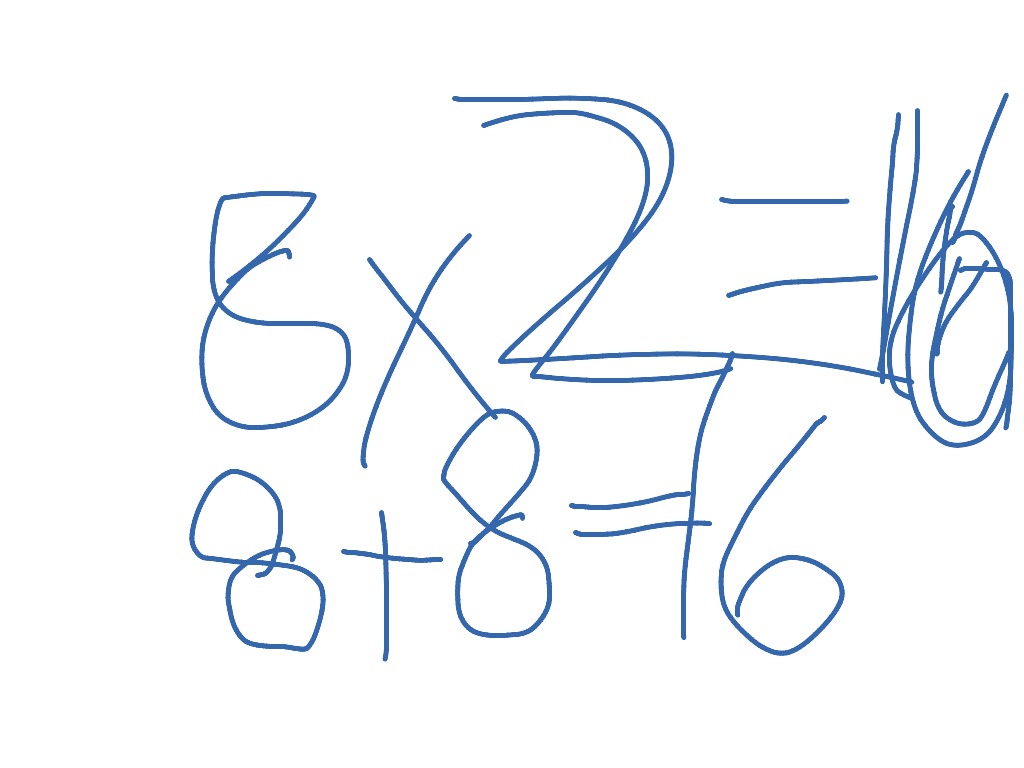 8 times 2 equals what? | Math | ShowMe
