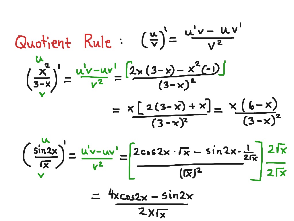 Quotient Rule Math ShowMe