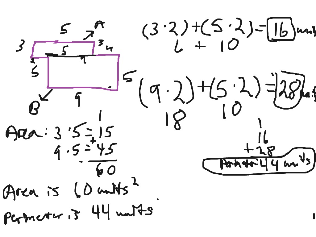 Area and perimeter of irregular shape | Math | ShowMe