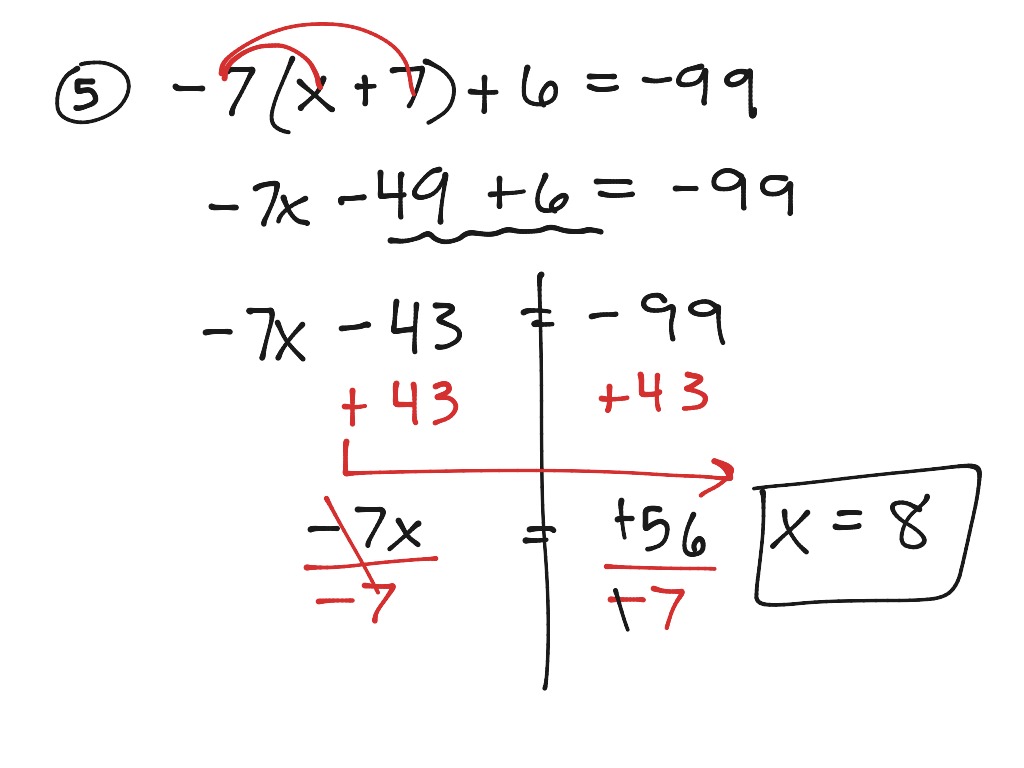 solving linear equations distributive property assignment