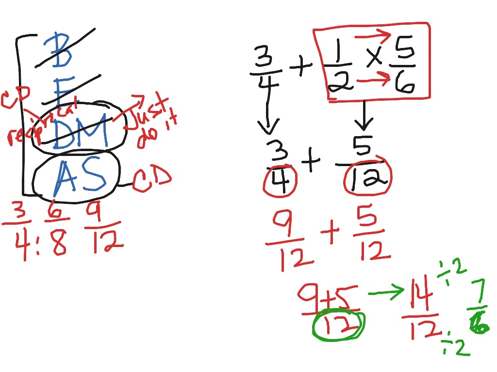 Bedmas with fractions | Math | ShowMe