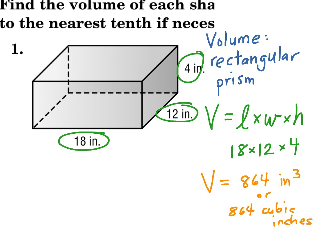 formula for volume of a rectangular prism