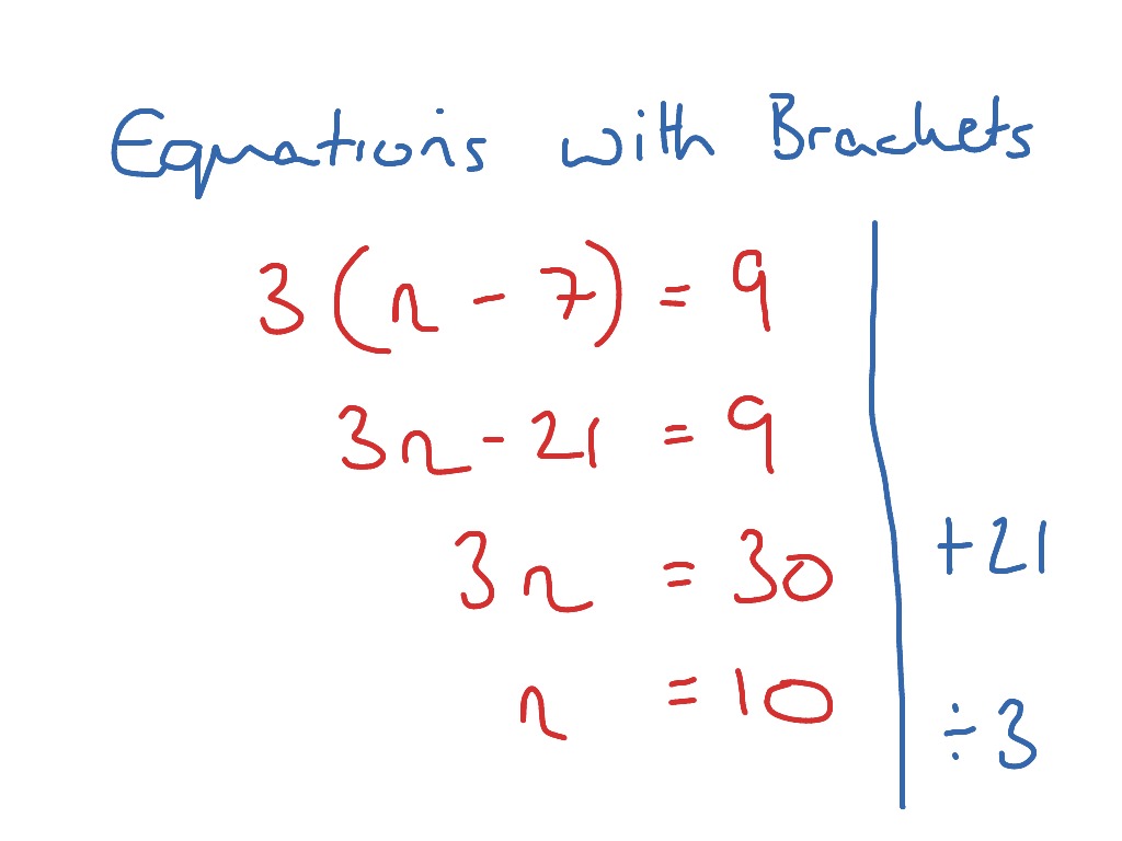 Equations with Brackets Math, Algebra ShowMe