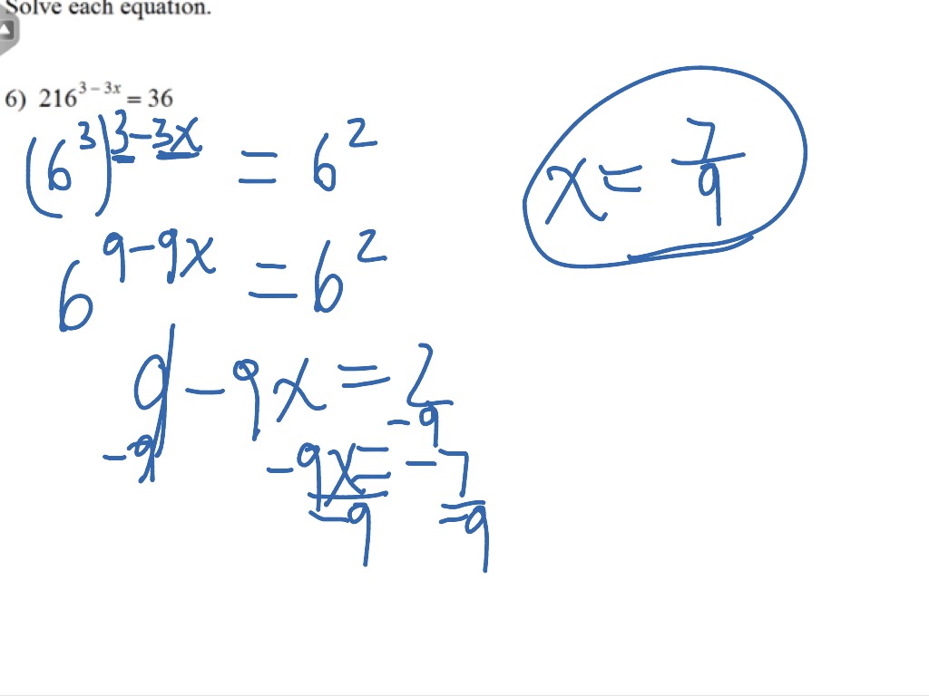 Solving Exponential Equations | Math | ShowMe