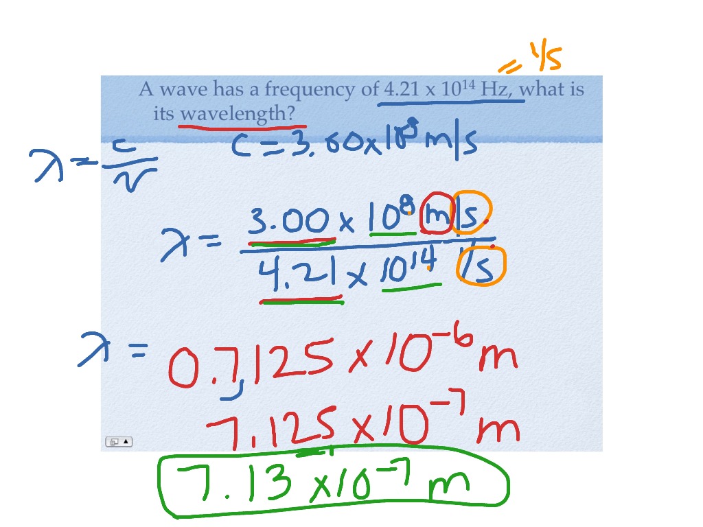 sample problem solving about frequency and wavelength