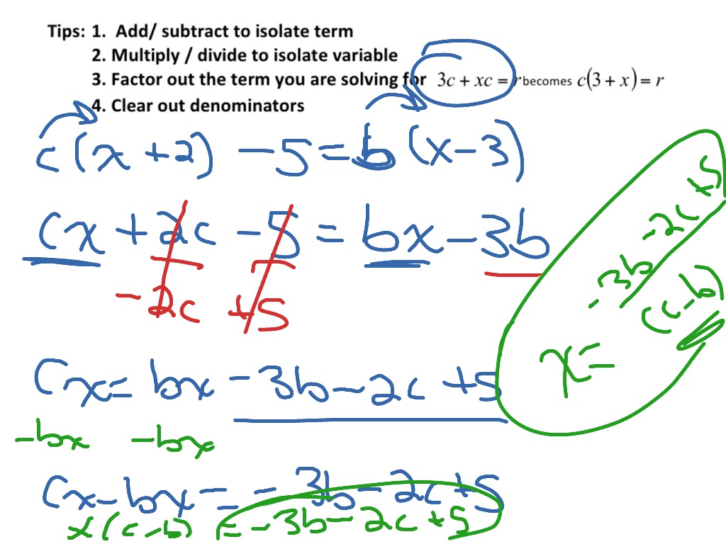 Solving Formulas For A Variable Worksheets