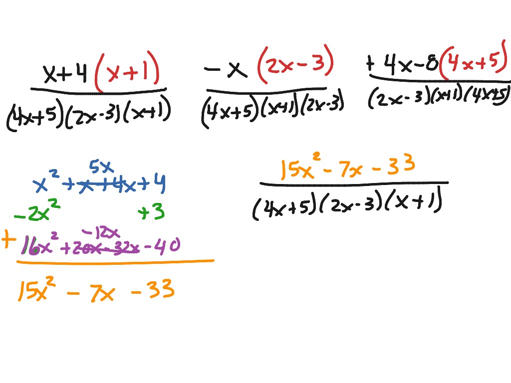 Add/subtract Rational Expressions | Math | ShowMe