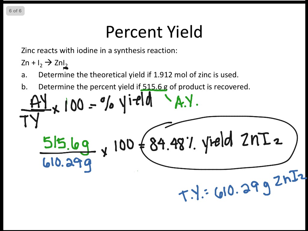Limiting reactant and Percent Yield | Science, Chemistry, Stoichiometry