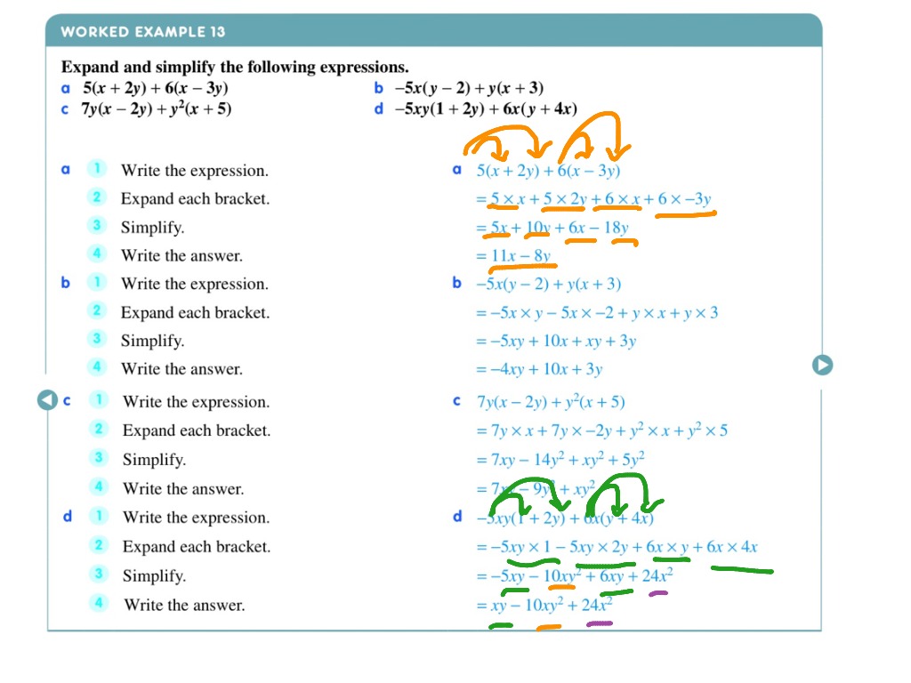 Expand And Simplify Math Algebra Simplifying Expressions Showme