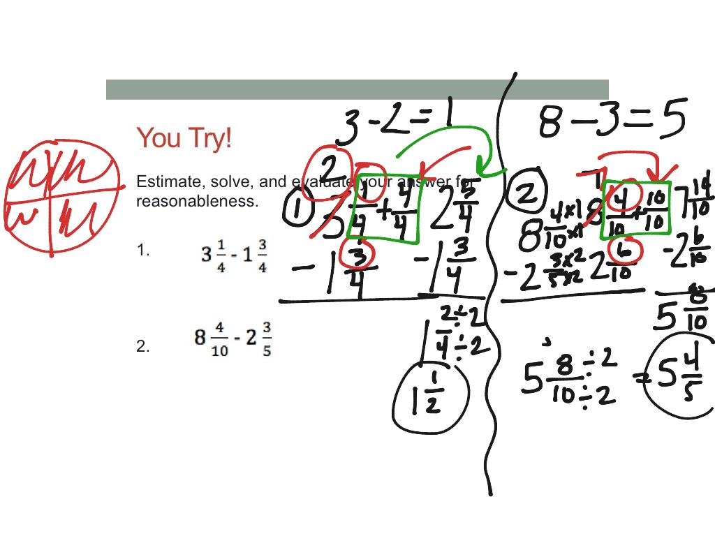 Subtract Mixed Numbers By Renaming Math Elementary Math 5th Grade 