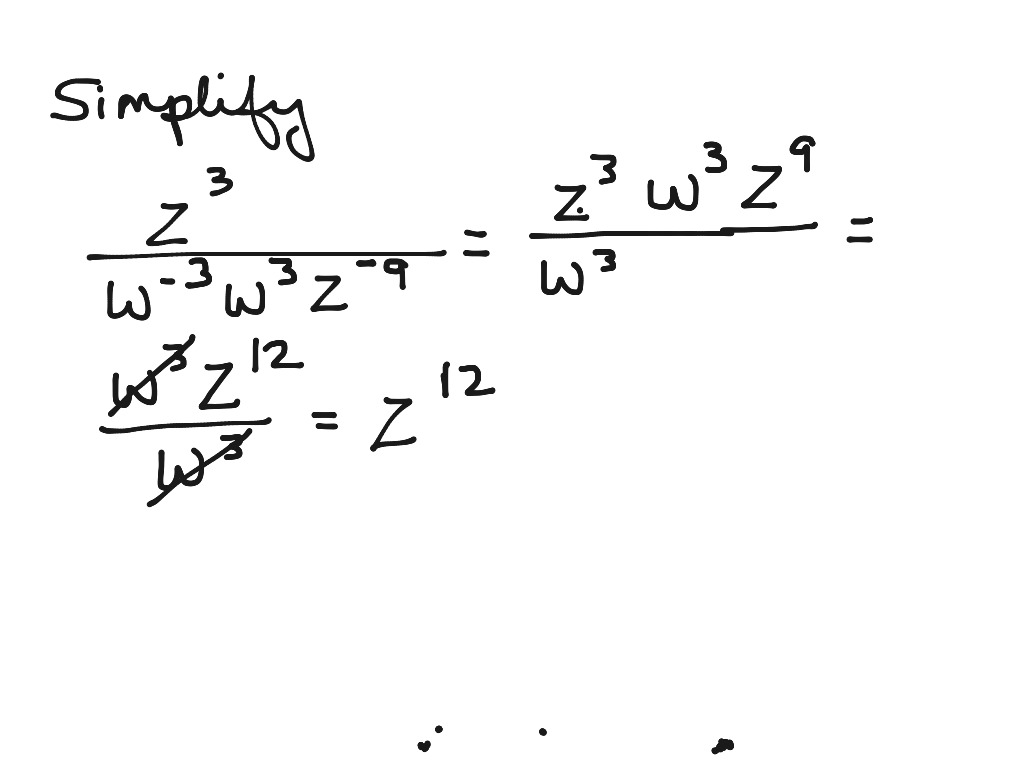 Negative exponents 2 math algebra simplifying expressions showme