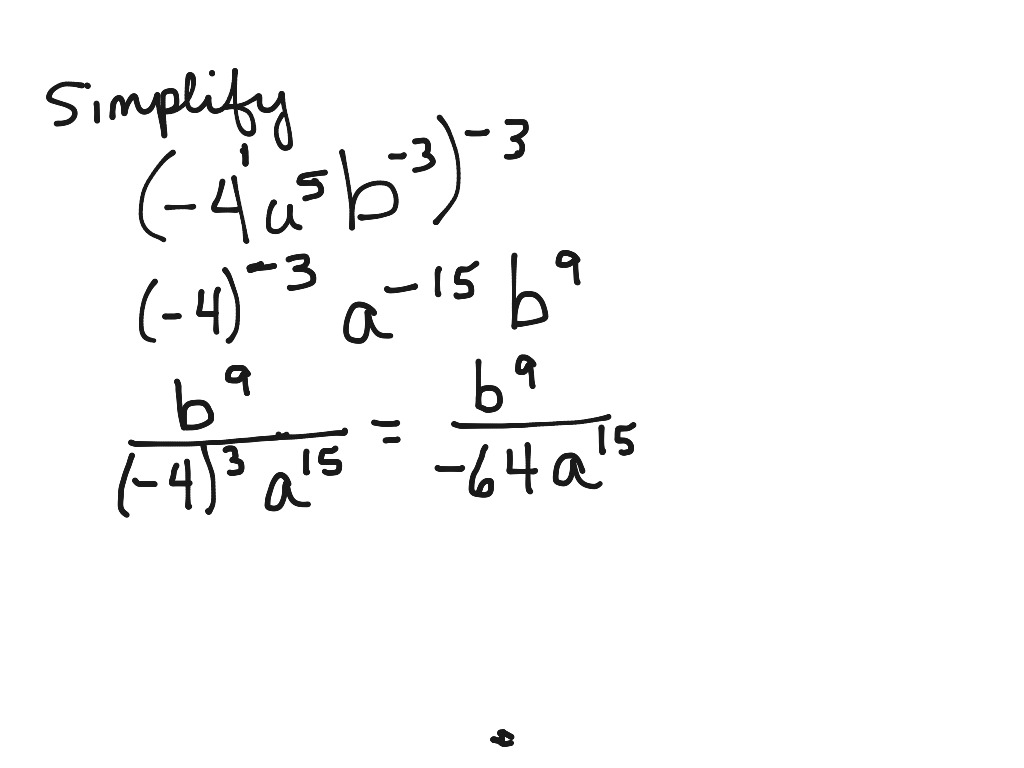 Negative Exponents 3 Math Simplifying Expressions Algebra ShowMe
