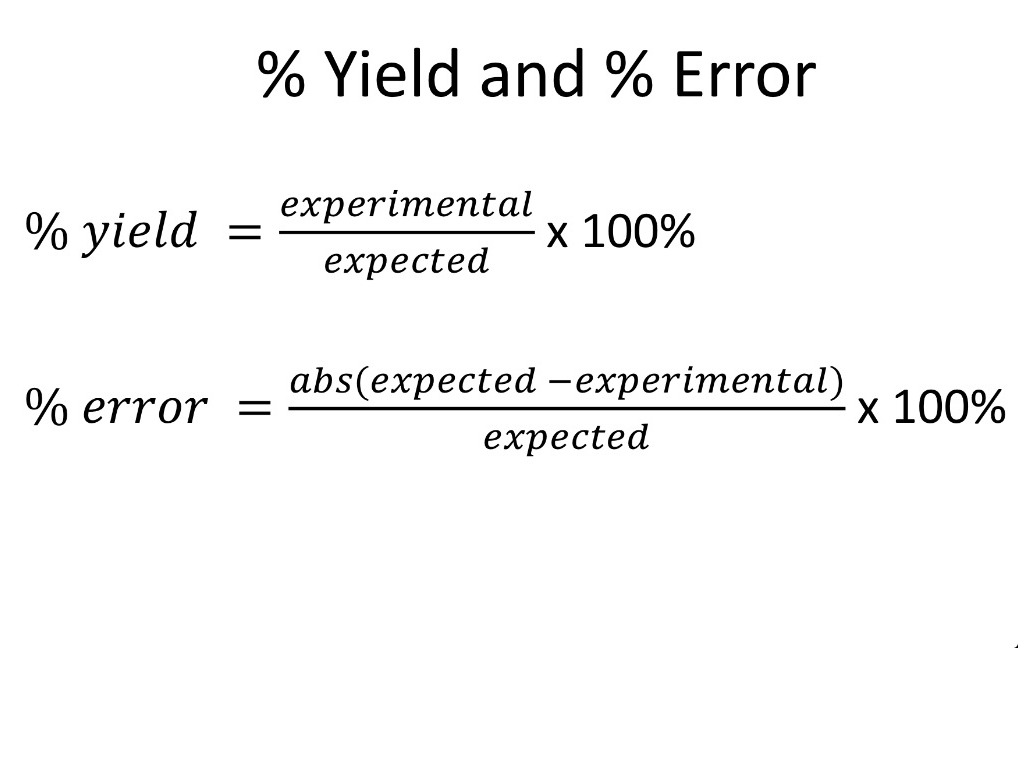 Percentage yield formula