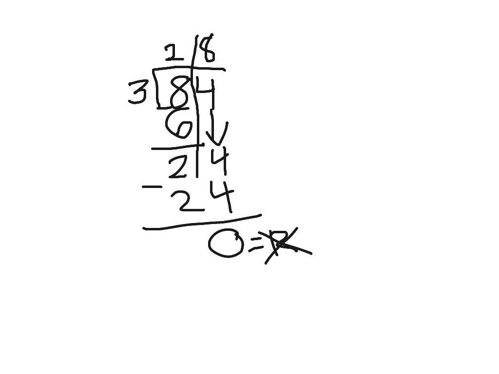 Long division 84 divided by 3 | Math | ShowMe