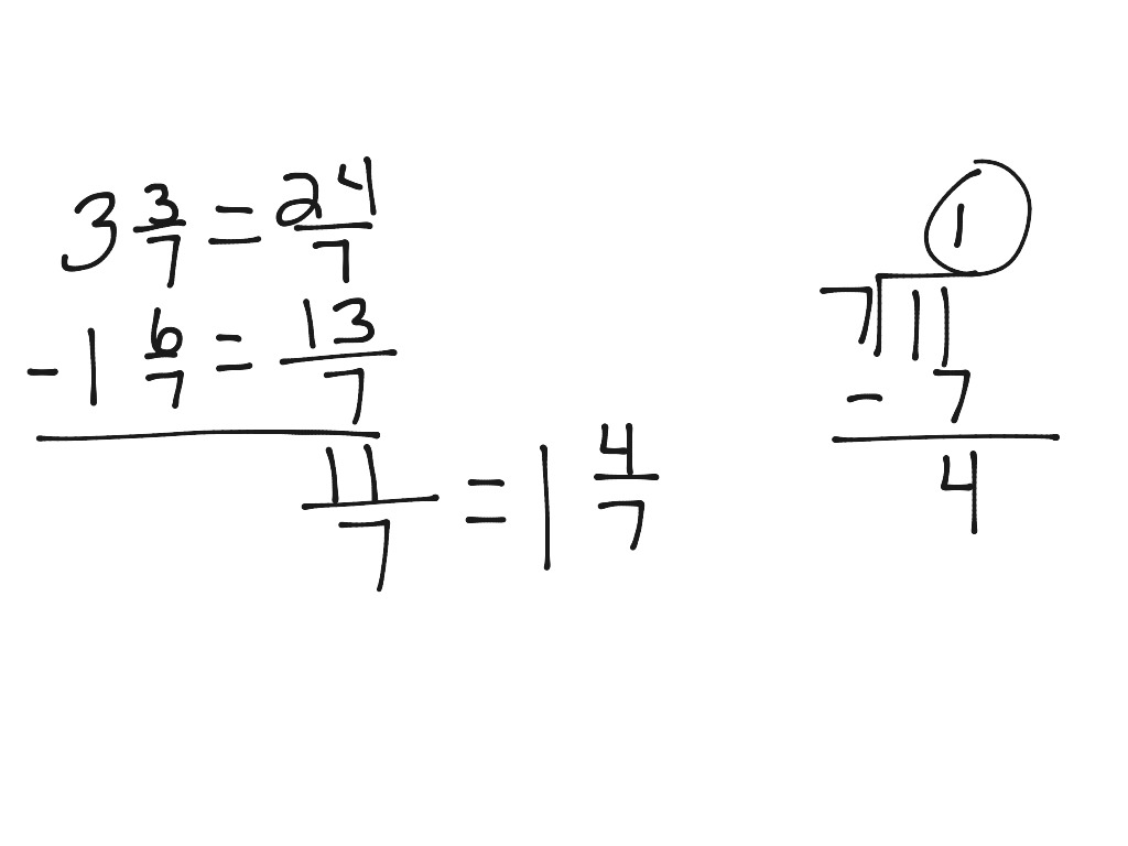 Subtracting Fractions by Converting the Mixed Number | Math, Elementary ...