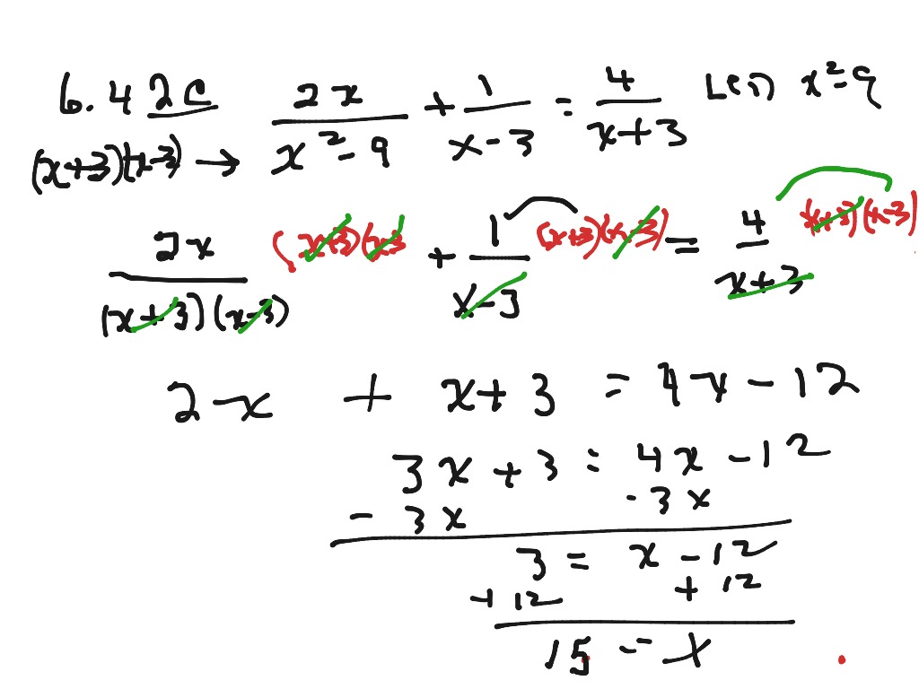 6.4 Rational Equations 2c Class Work Sheets 