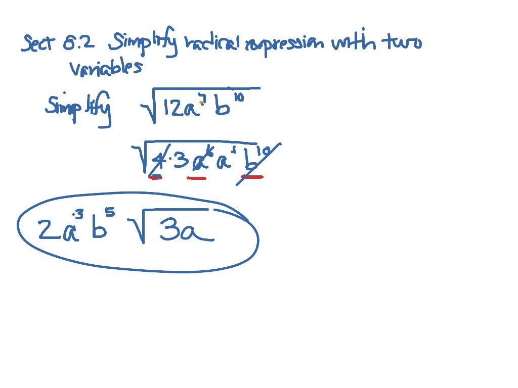 radical expressions with variables