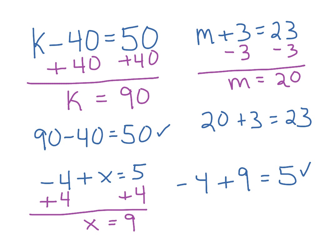 Solving One Step Equations With Addition And Subtraction Math Showme