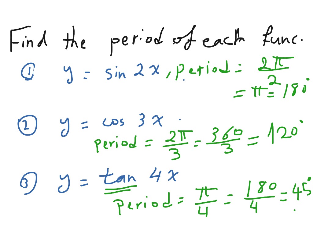 Find the period of sin2x , cos 3x , tan 4 x | Math ...