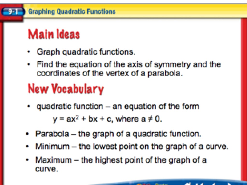 9 1 Graphing Quadratic Functions Math Algebra Quadratic