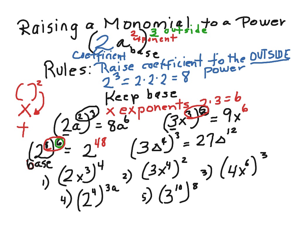 Raising a Monomial to a Power | Math, Algebra | ShowMe