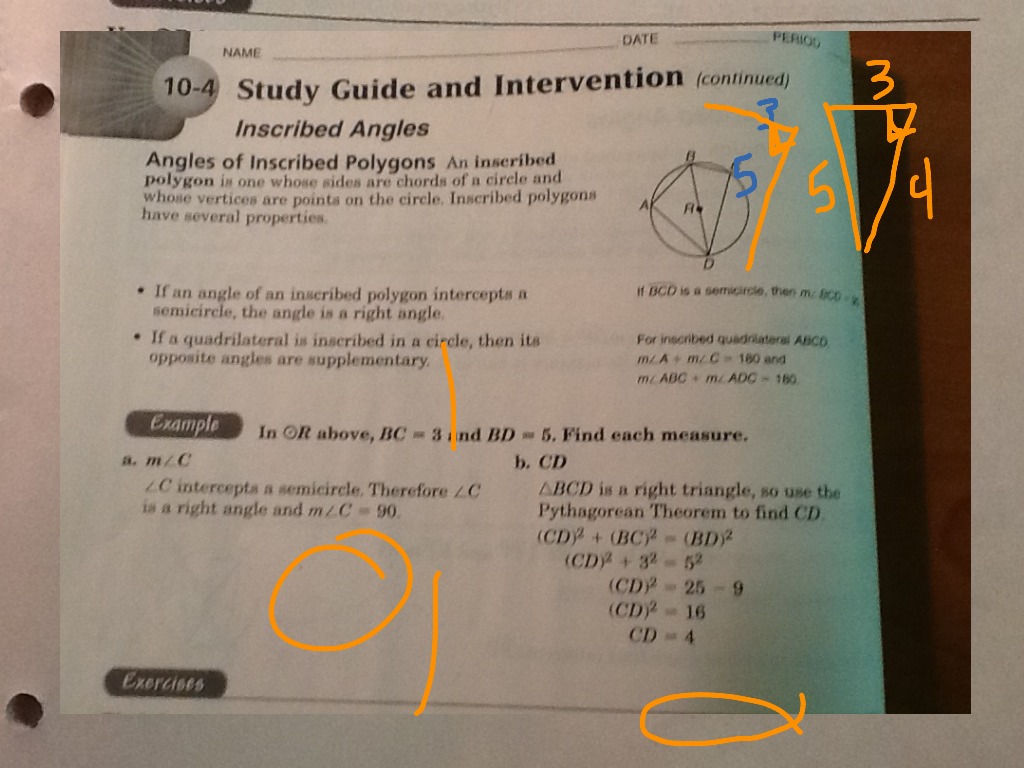 10 4 Study Guide And Intervention Inscribed Angles Answers Study Poster 10 4 Study Guide And Intervention Inscribed Angles Answers Study Poster