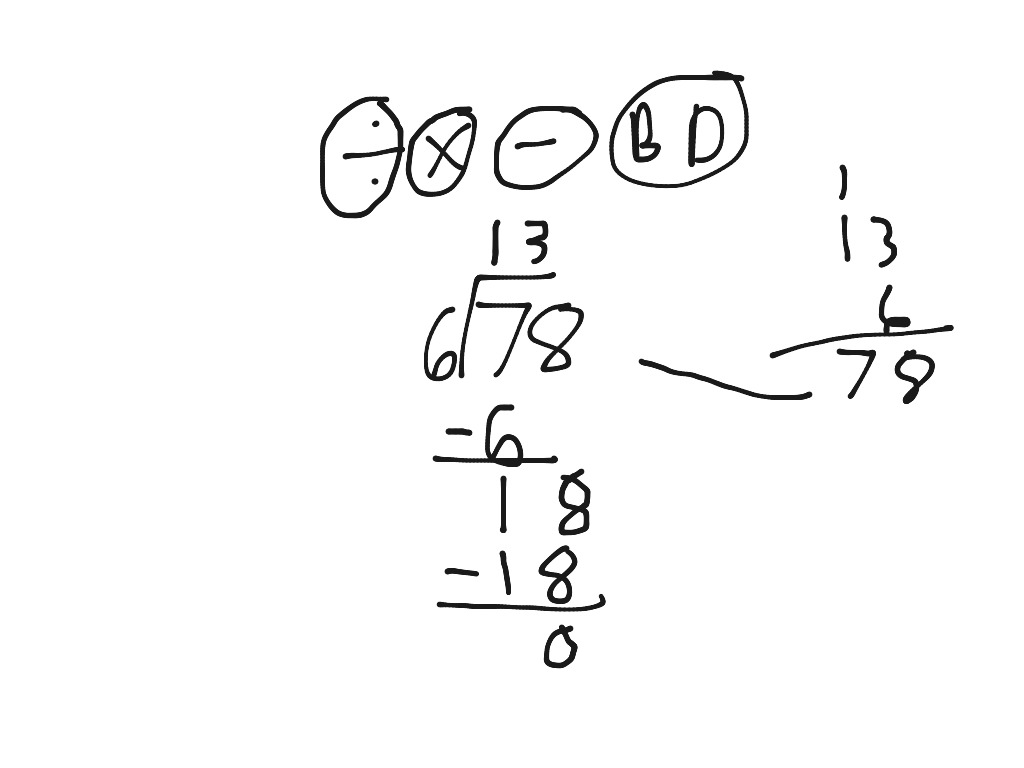 78 divided by 6 | Math, Elementary Math, math 4th grade, long division