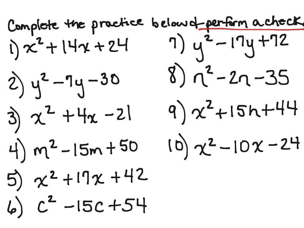 A1: Factoring Trinomials | Math, Algebra | ShowMe